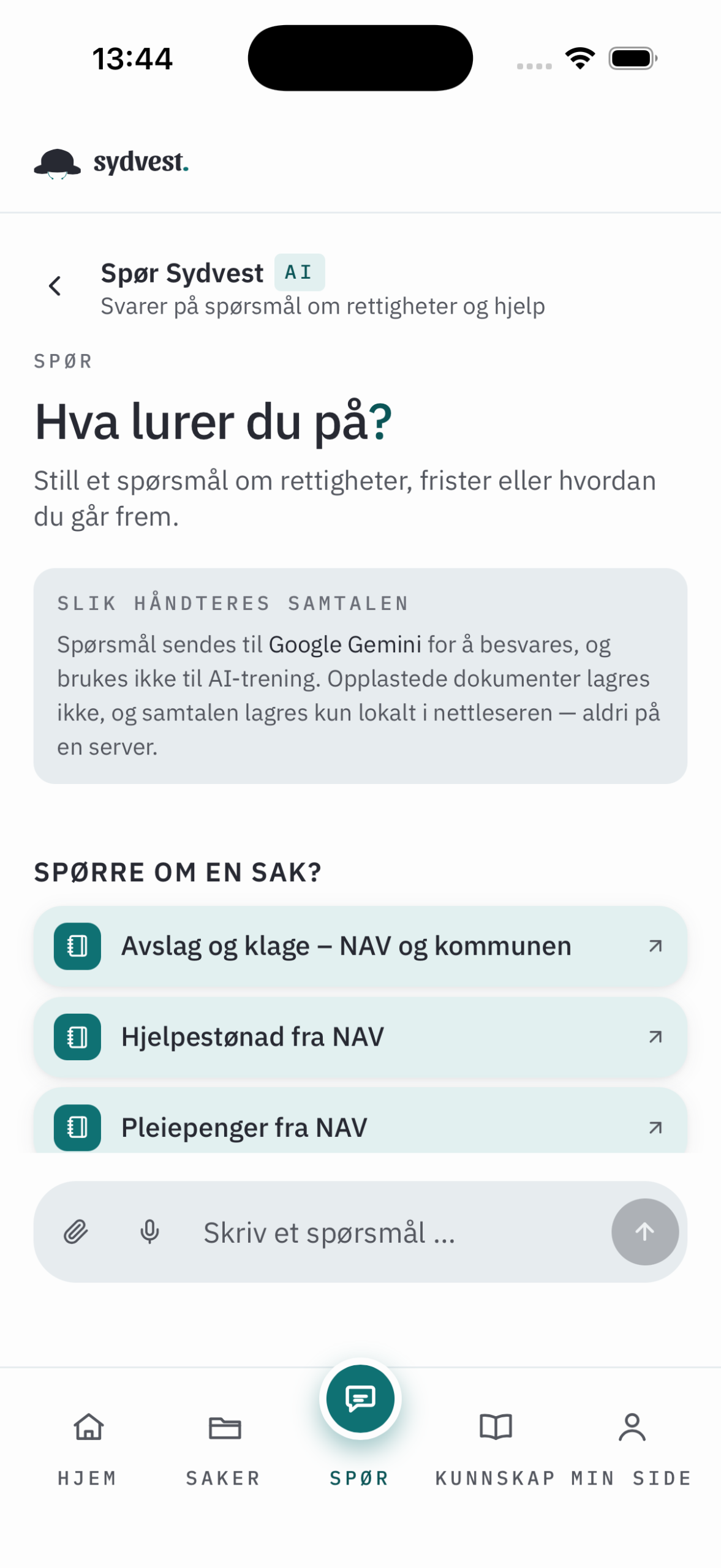 Spør Sydvest — AI