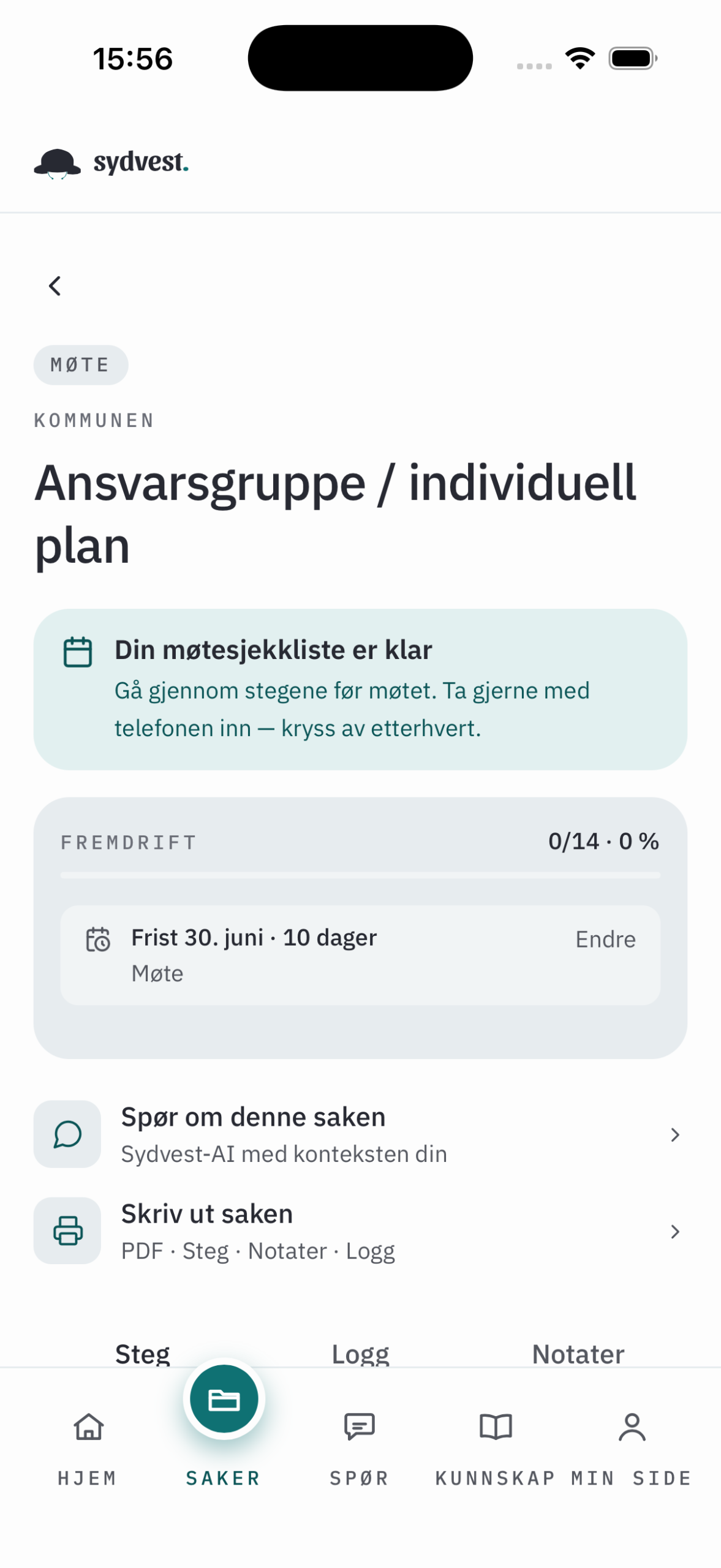 Møtesjekkliste i Sydvest